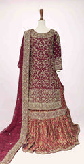 Abira | Farshi Lehenga | Red & Rust