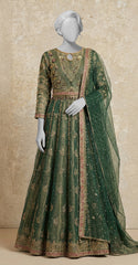 Dastaan | Lehenga | Stitched | Bottle Green