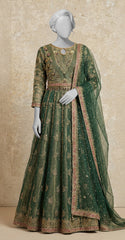 Dastaan | Lehenga | Stitched | Bottle Green