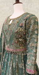 Dastaan | Lehenga | Stitched | Bottle Green