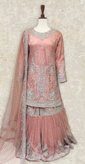 Nehaal | Gharara | Stitched | Peach