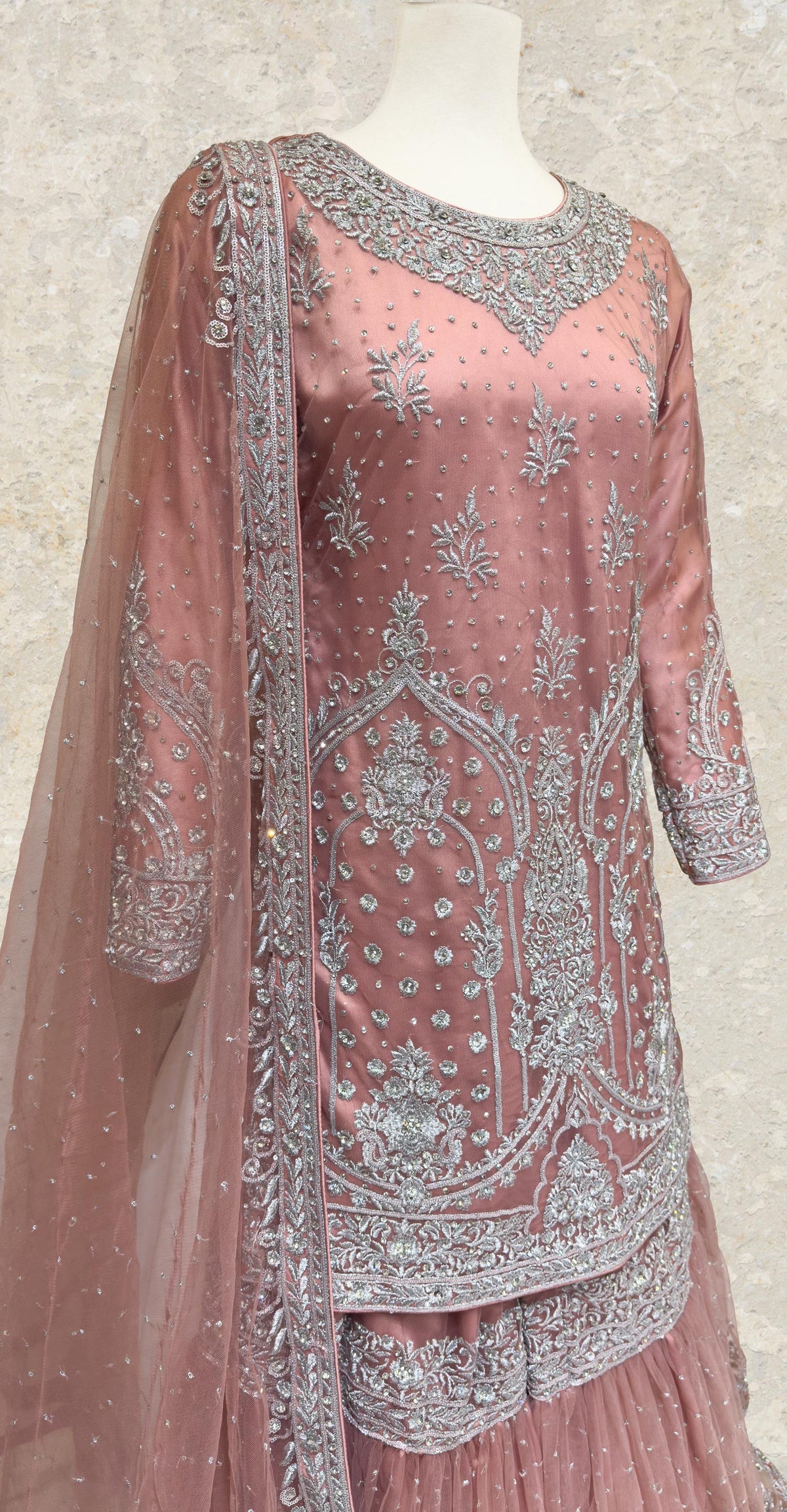 Nehaal | Gharara | Stitched | Peach