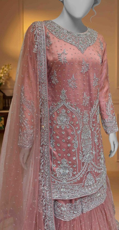 Nehaal | Gharara | Stitched | Peach